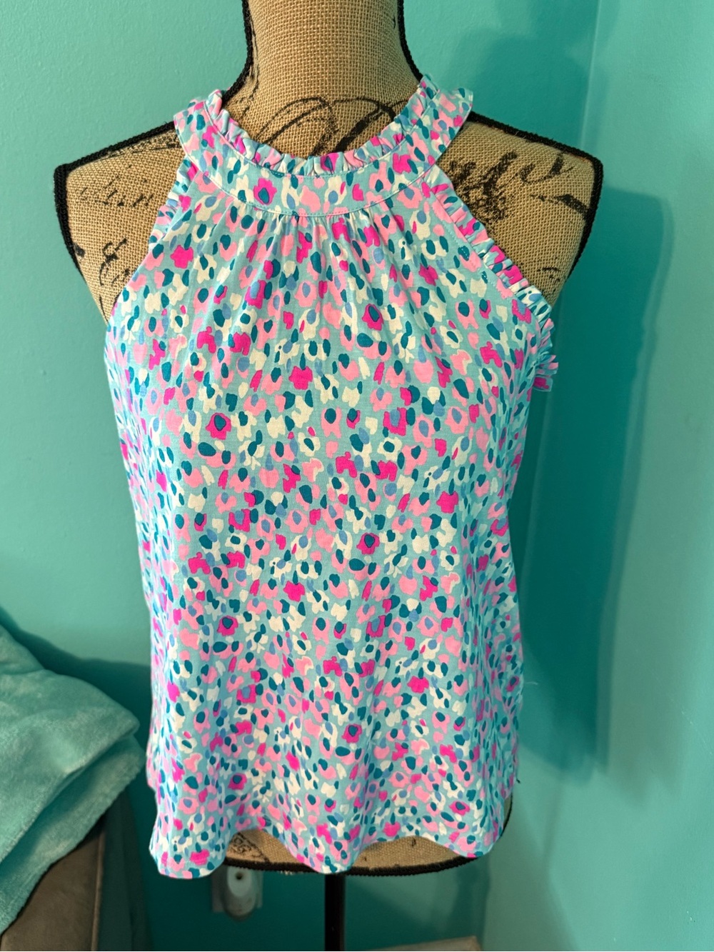 EUC Lilly Pulitzer Vibrant Jerrica Halter Top with Ruffles Size XS